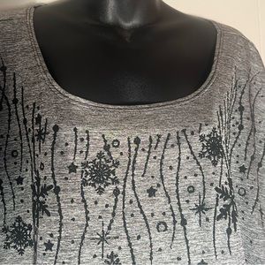 Silver Blouse with black beads and sequins. Unknown size, best guess is 3x.